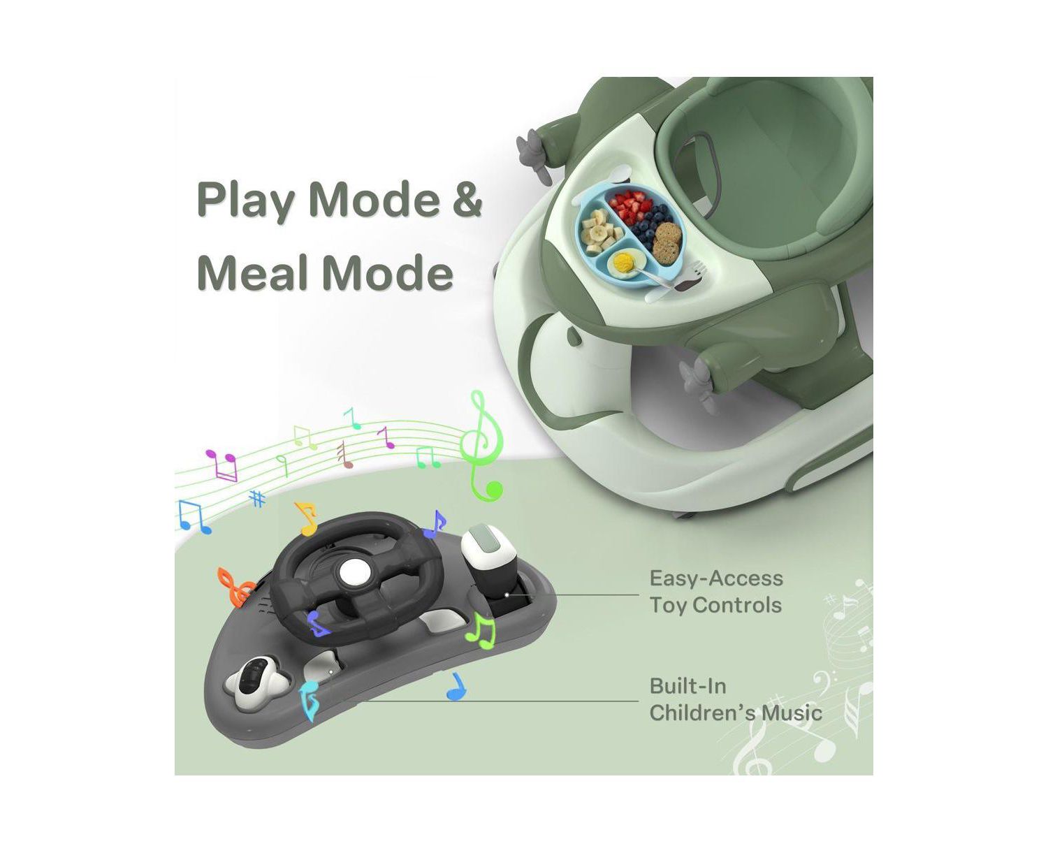 Convertible Baby Activity Walker with Adjustable Height, Foldable Design and Interactive Play Features