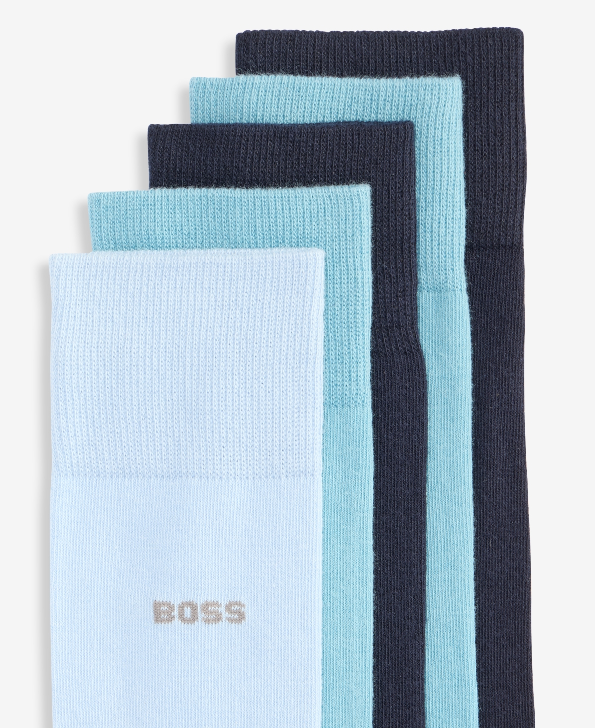 Boss by Hugo Boss Men's Ribbed-Cuff Logo Crew Socks, 5-Pack