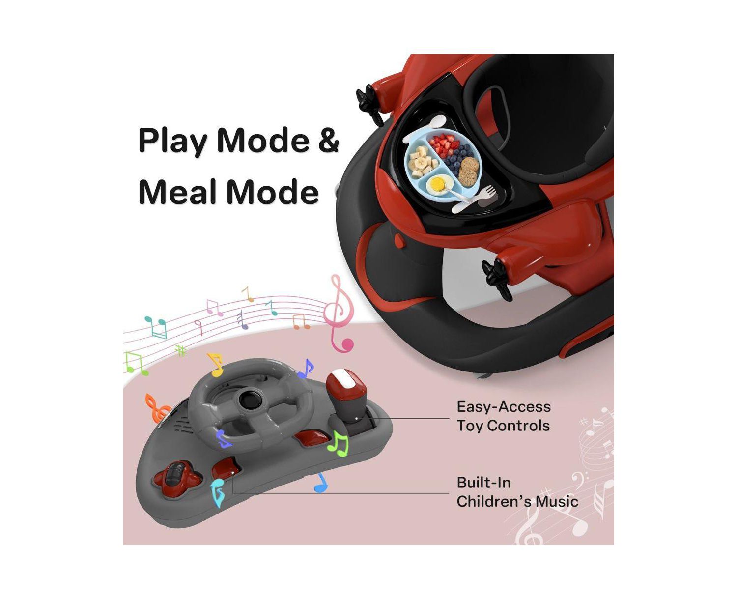 Convertible Baby Activity Walker with Adjustable Height, Foldable Design and Interactive Play Features