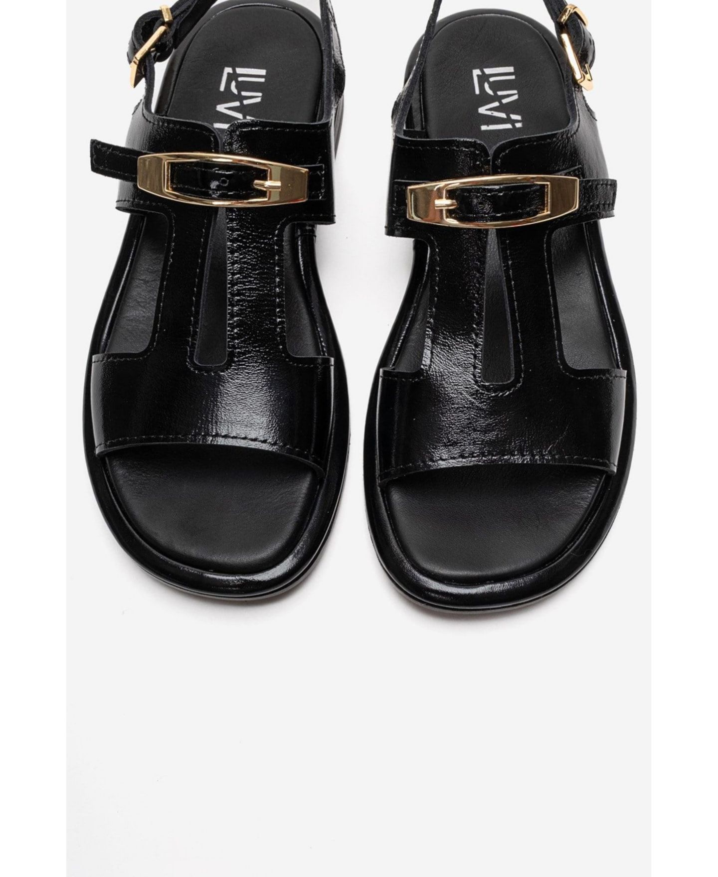 Женские сандалии Forever & Always Shoes Auren Leather Buckle Sandal, цвет: Чёрный — фото 5