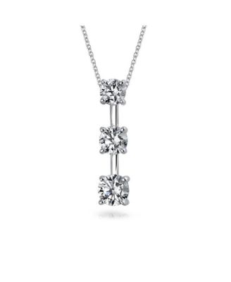 Romantic Past Present Future Pendant Necklace 2.5CaraT Solitaire Cubic Zirconia .925 Sterling Silver