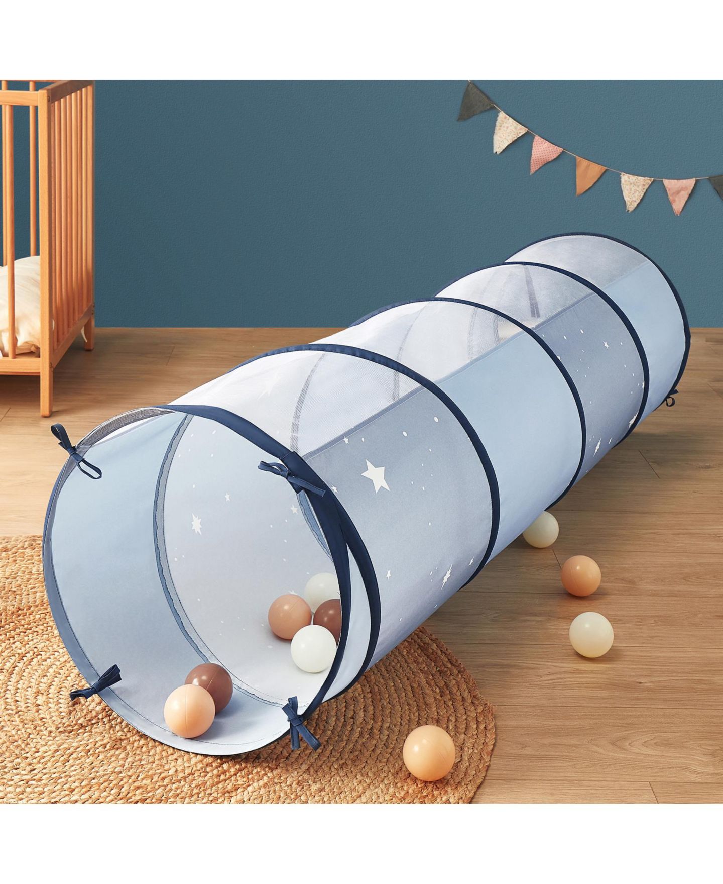 Детские игрушки Tiny Land Adventure Play Tunnel for Toddlers, 69" x 18" Foldable Pop Up Crawl Tunnel with Storage Bag, цвет: Синий — фото 7