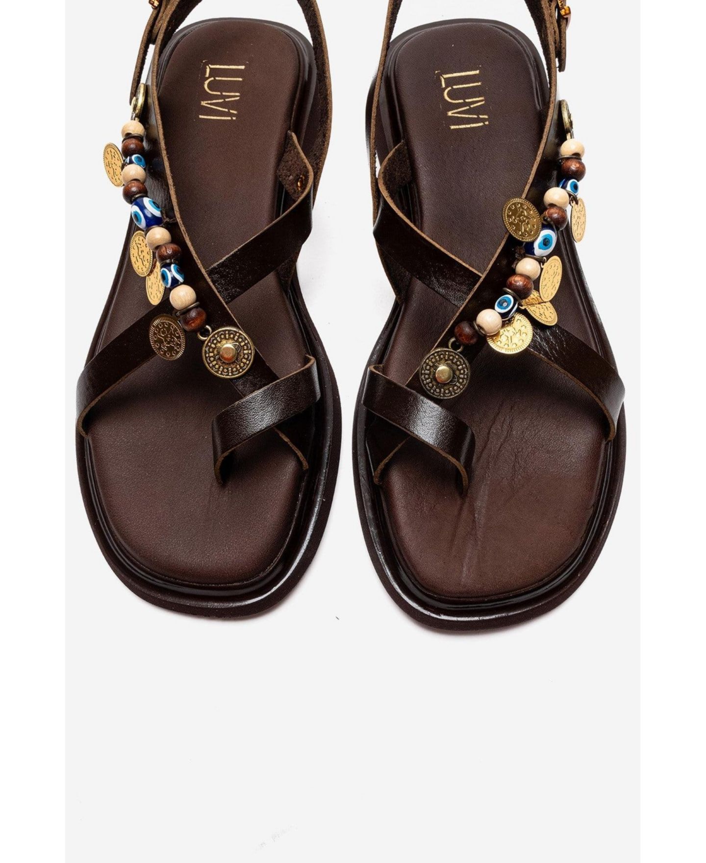 Женские сандалии Forever & Always Shoes Hush Leather Beaded Sandal, цвет: Коричневый — фото 5