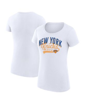 Women's White New York Knicks Super-Slim Fit Lightweight Filigree Logo T-Shirt