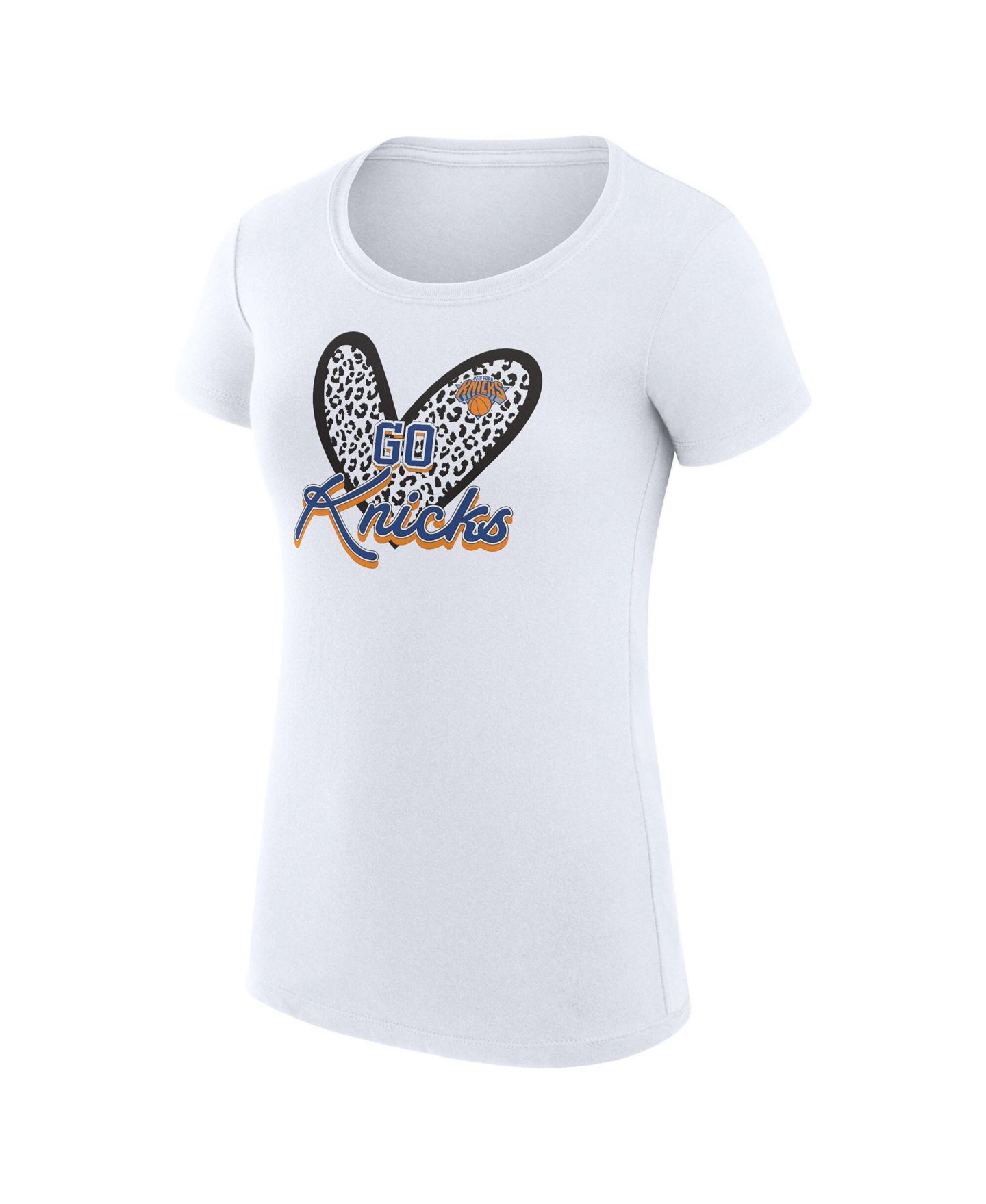 Женская футболка G-III 4Her by Carl Banks White New York Knicks Super-Slim Fit Lightweight Leopard Heart — фото 2