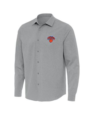 Men's Gray New York Knicks Exposure Woven Long Sleeve Button-Up Shirt