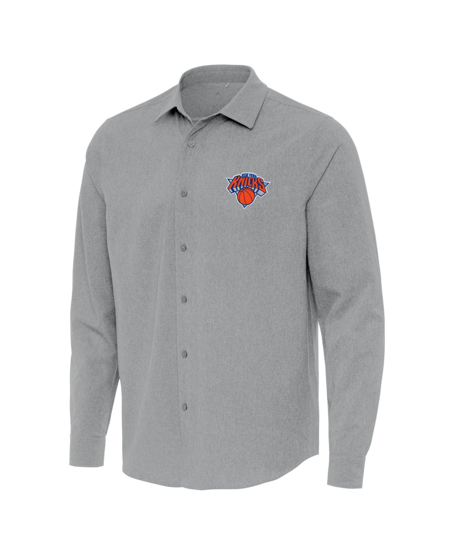 Men's Gray New York Knicks Exposure Woven Long Sleeve Button-Up Shirt