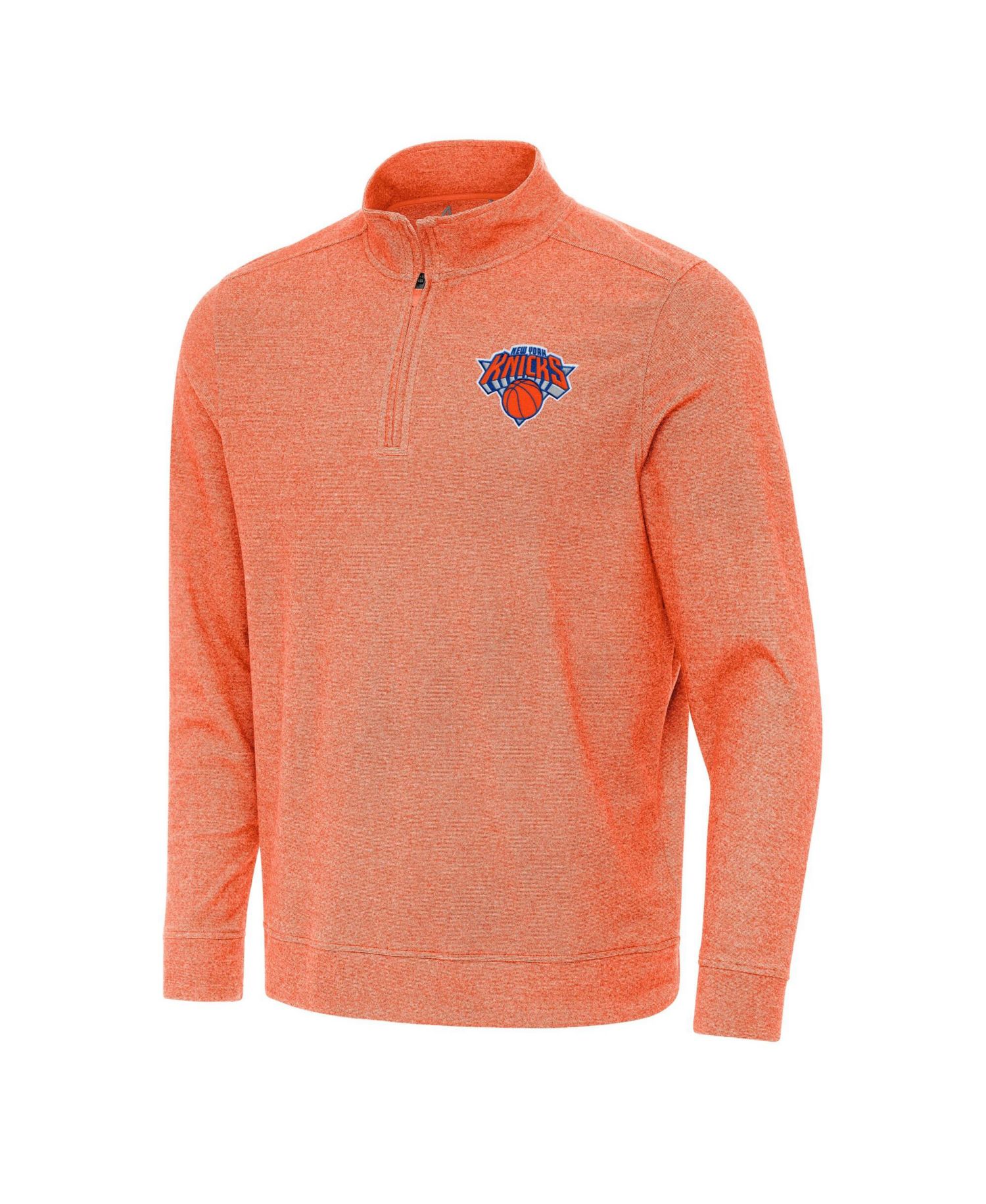 Men's Heather Orange New York Knicks Subtle Quarter-Zip Sweatshirt