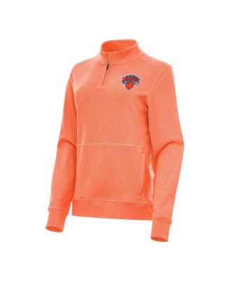 Women's Heather Orange New York Knicks Crush Quarter-Zip Fleece Sweatshirt