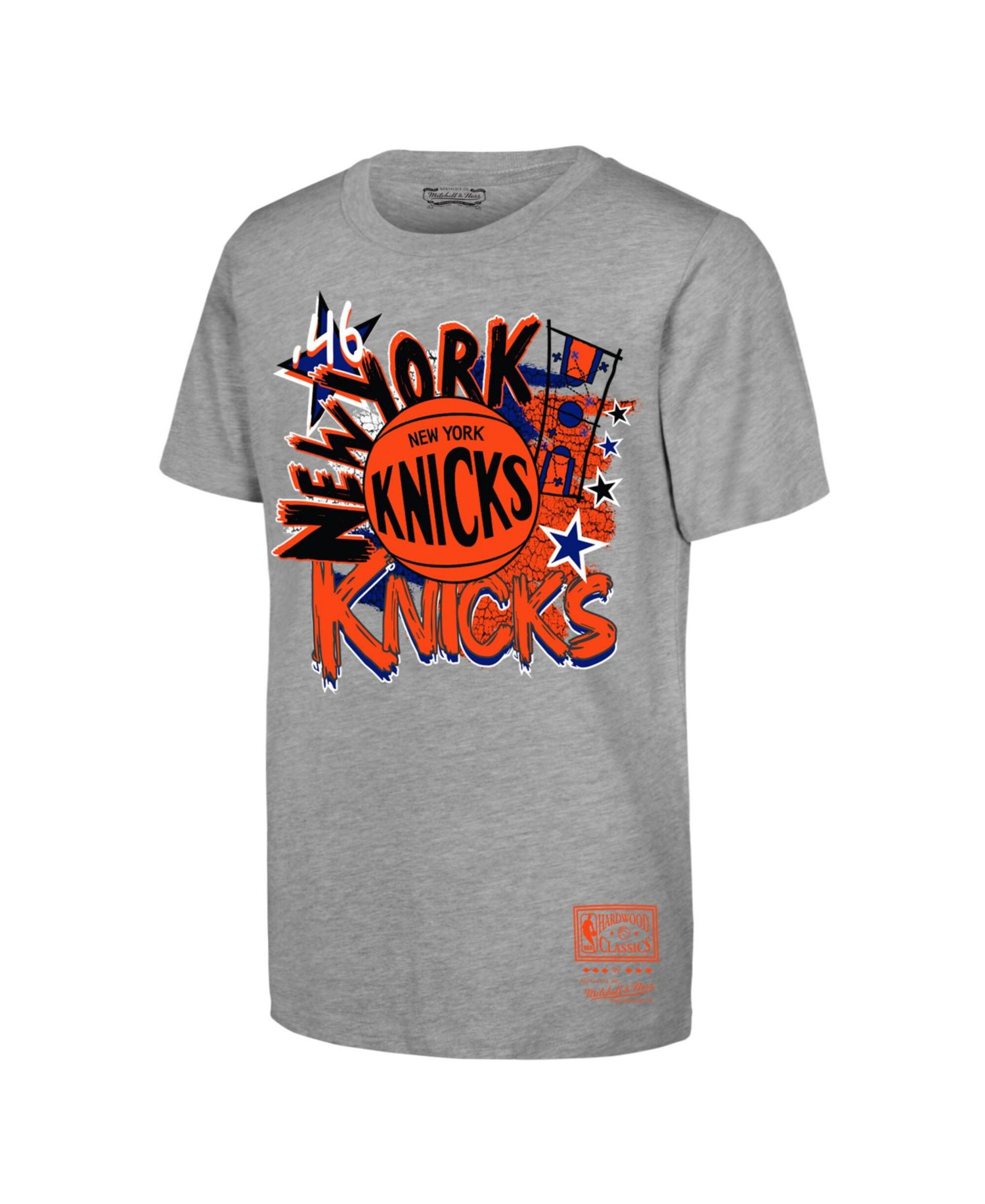 Big Boys and Girls Heather Gray New York Knicks Hardwood Classics Play by Play T-Shirt