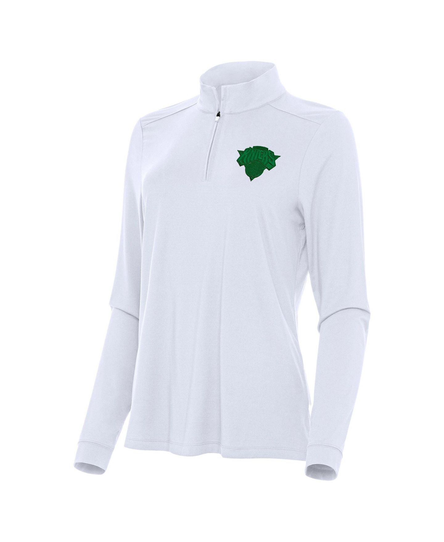 Женская толстовка Antigua White New York Knicks St. Patrick's Day Intent Quarter-Zip — фото 2