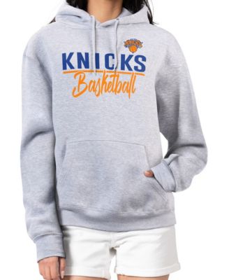 Women's Heather Gray New York Knicks Graphics Fleece Pullover Hoodie