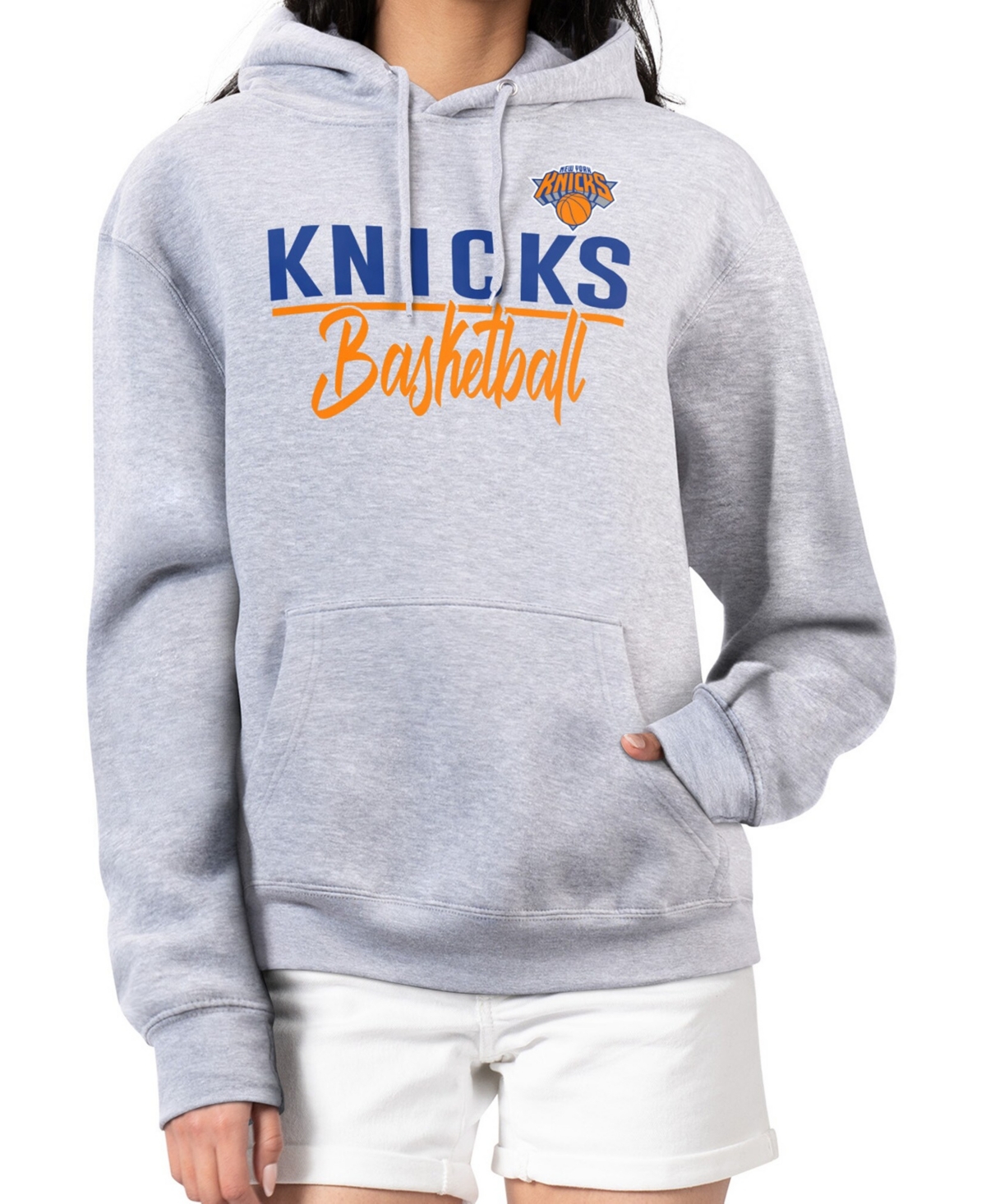 G-iii 4Her by Carl Banks Women's Heather Gray New York Knicks Graphics Fleece Pullover Hoodie