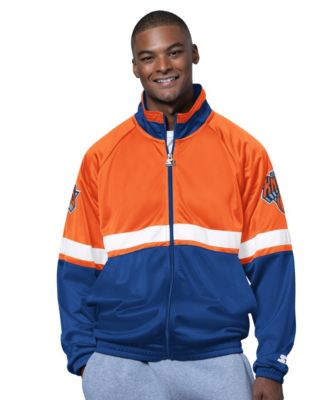 Men's Blue/White New York Knicks The Veteran Tricot Track Raglan Full-Zip Jacket