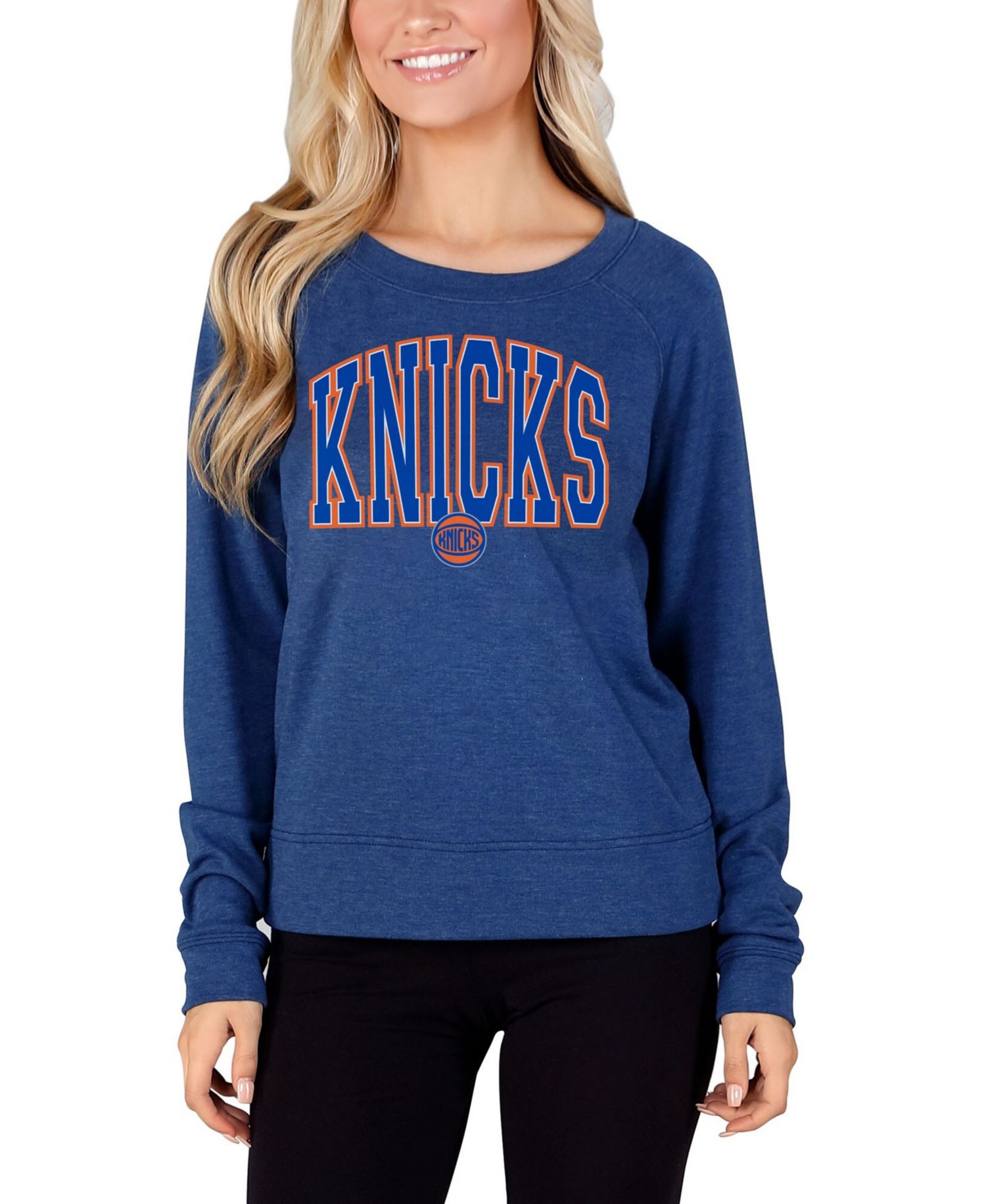Women's Royal New York Knicks Mainstream Terry Long Sleeve Top