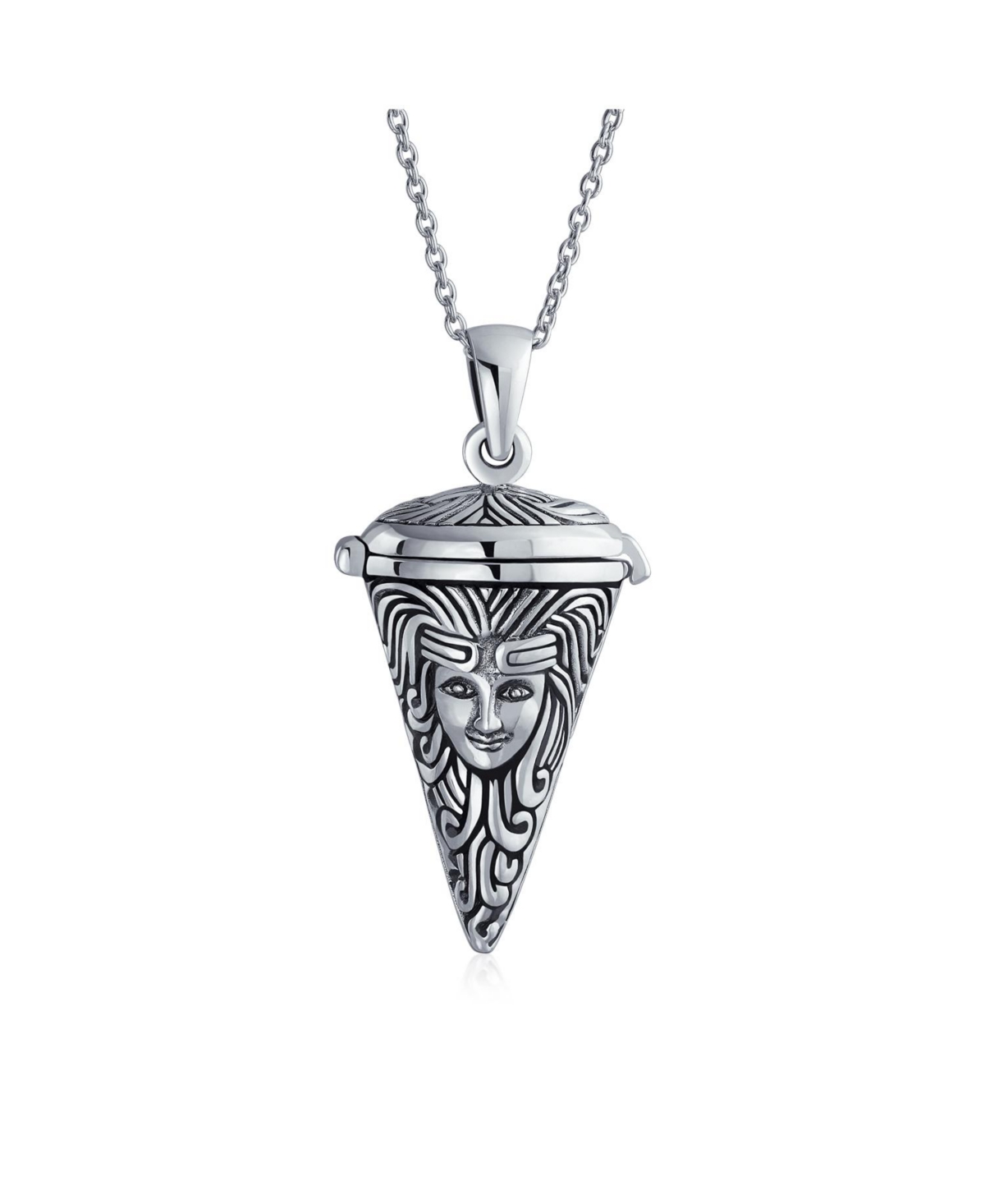 Bling Jewelry Angel Goddess Protector of Mother Earth Urn Locket Pendant Necklace .925 Sterling Silver - Black