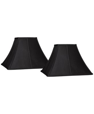 Set of 2 Square Lamp Shades Medium 6" Top x 14" Bottom x 9.5" High Spider Replacement Harp and Finial Fitting