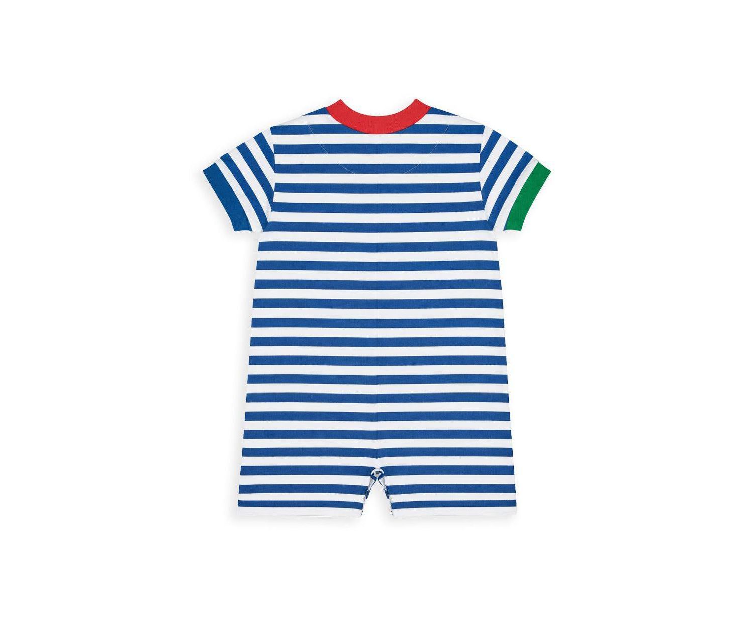 Baby Boy Stripe Knit Shortall With Sailboat