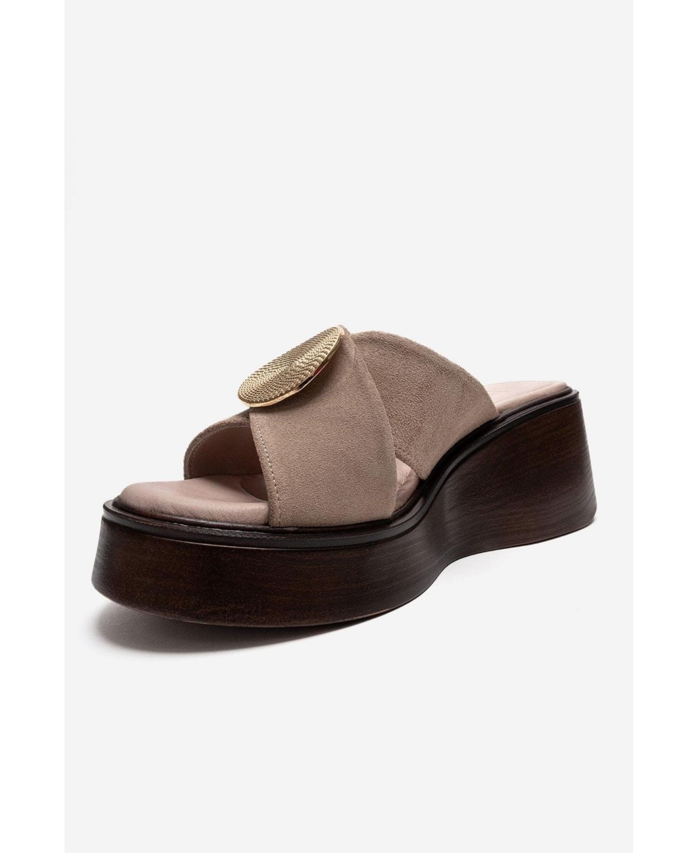 Женские сандалии Forever & Always Shoes Fianna Leather Cross Strap Platform Sandal, цвет: Бежевый замшевый — фото 7
