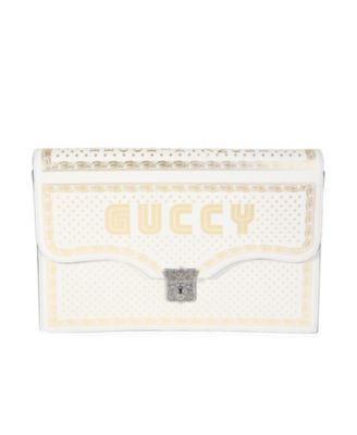 x Sega Mystic White Star Printed Calfskin GUCCY Portfolio Clutch