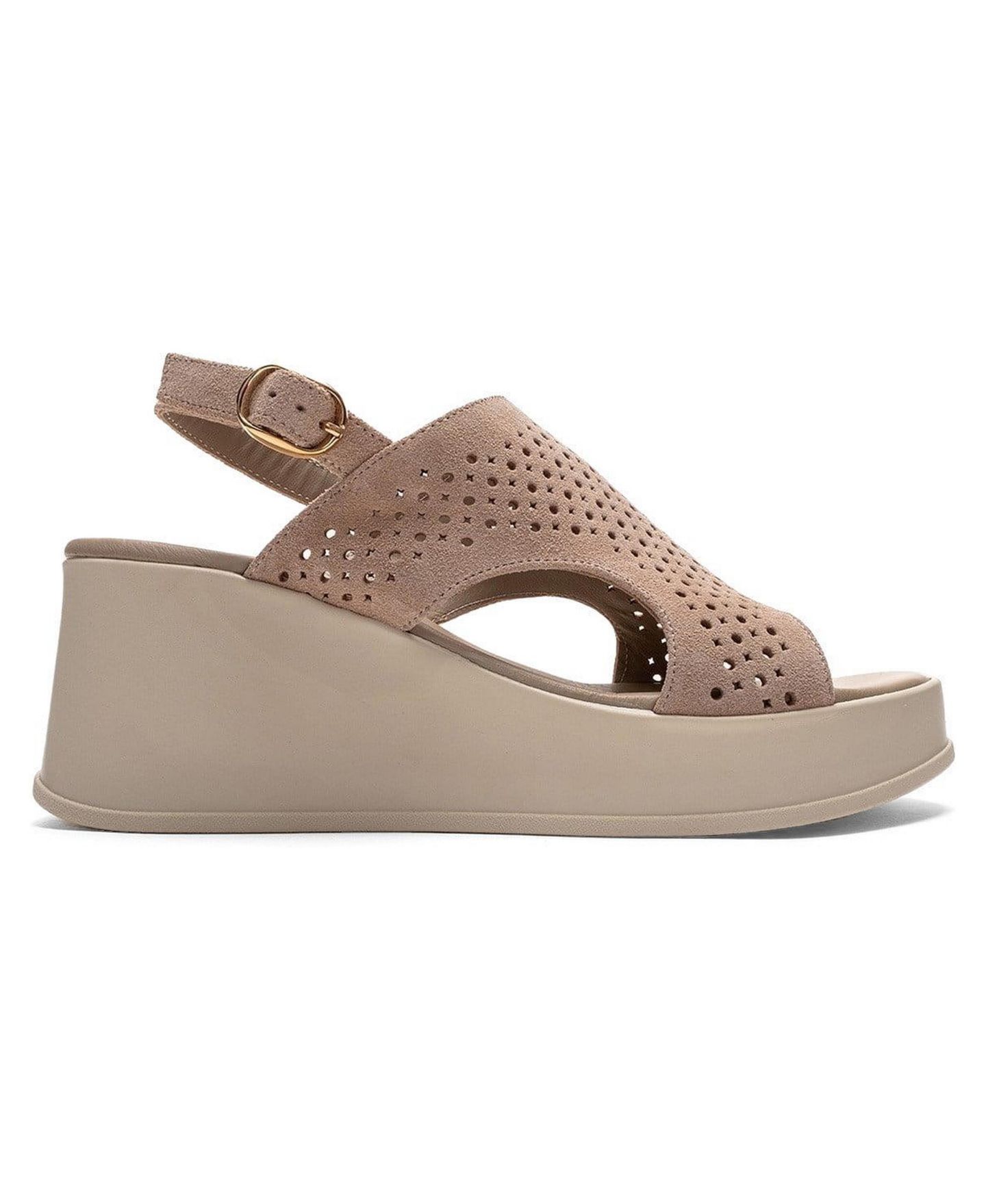 Женские сандалии Forever & Always Shoes Jadira Leather Wedge Sandal, цвет: Бежевый замшевый — фото 2