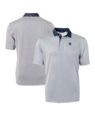 Men's Navy/White New York Yankees Virtue Eco Pique Micro Stripe Big & Tall Polo Shirt