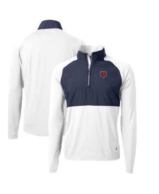 Men's White/Navy Chicago Bears Adapt Eco Knit Hybrid Quarter-Zip Throwback Pullover Sweatshirt
