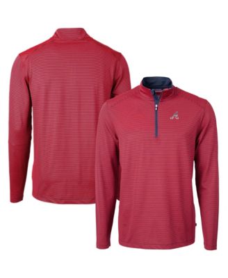 Men's Red Atlanta Braves Americana Logo Virtue Eco Pique Stripe Quarter-Zip Pullover Sweatshirt