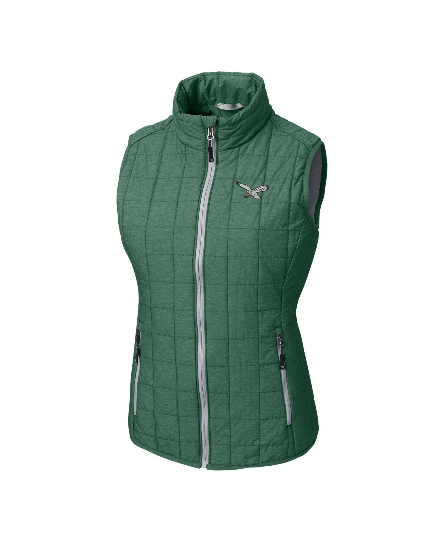 Women's Heather Green Philadelphia Eagles Gridiron Classics Logo Rainier PrimaLoft Eco Insulated Full-Zip Puffer Vest