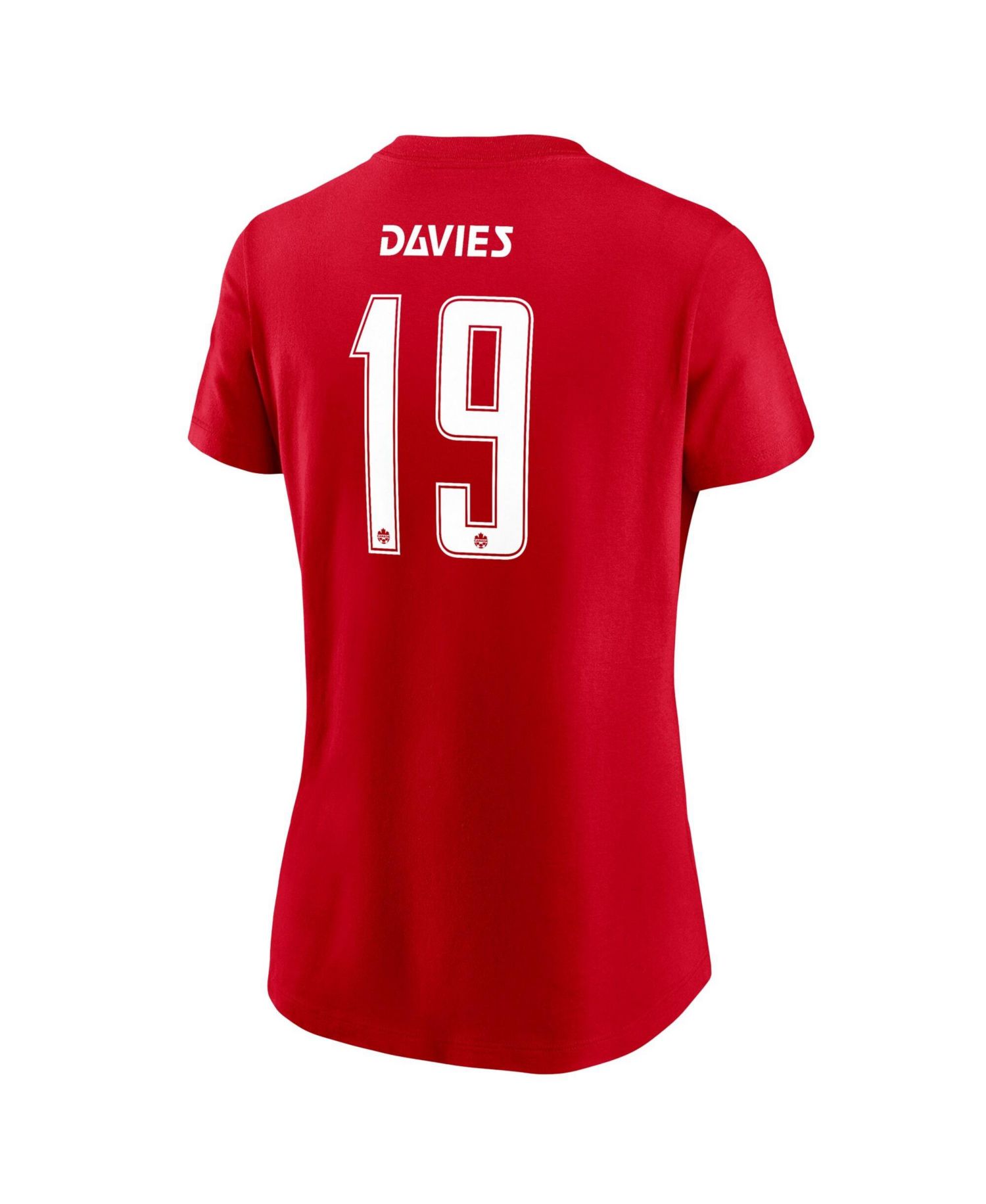 Women's Alphonso Davies Red Canada Soccer Home Name & Number T-Shirt