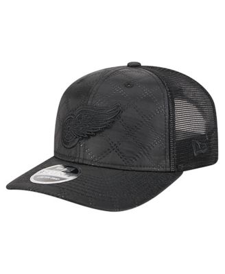 Men's Black Detroit Red Wings Quilted Nylon 9SEVENTY Adjustable Trucker Hat