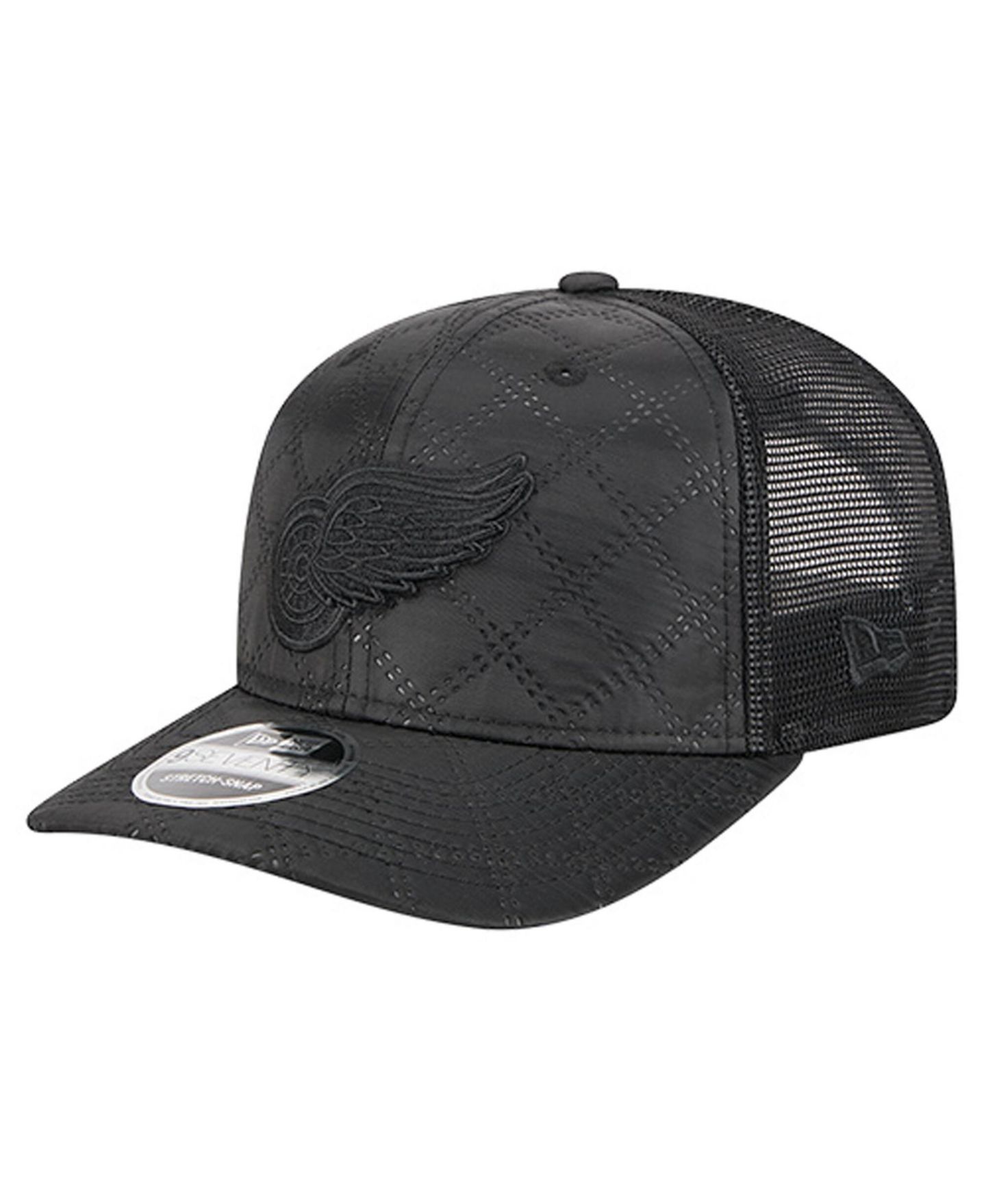 Мужская кепка New Era Black Detroit Red Wings Quilted Nylon 9SEVENTY Adjustable Trucker Hat — фото 1