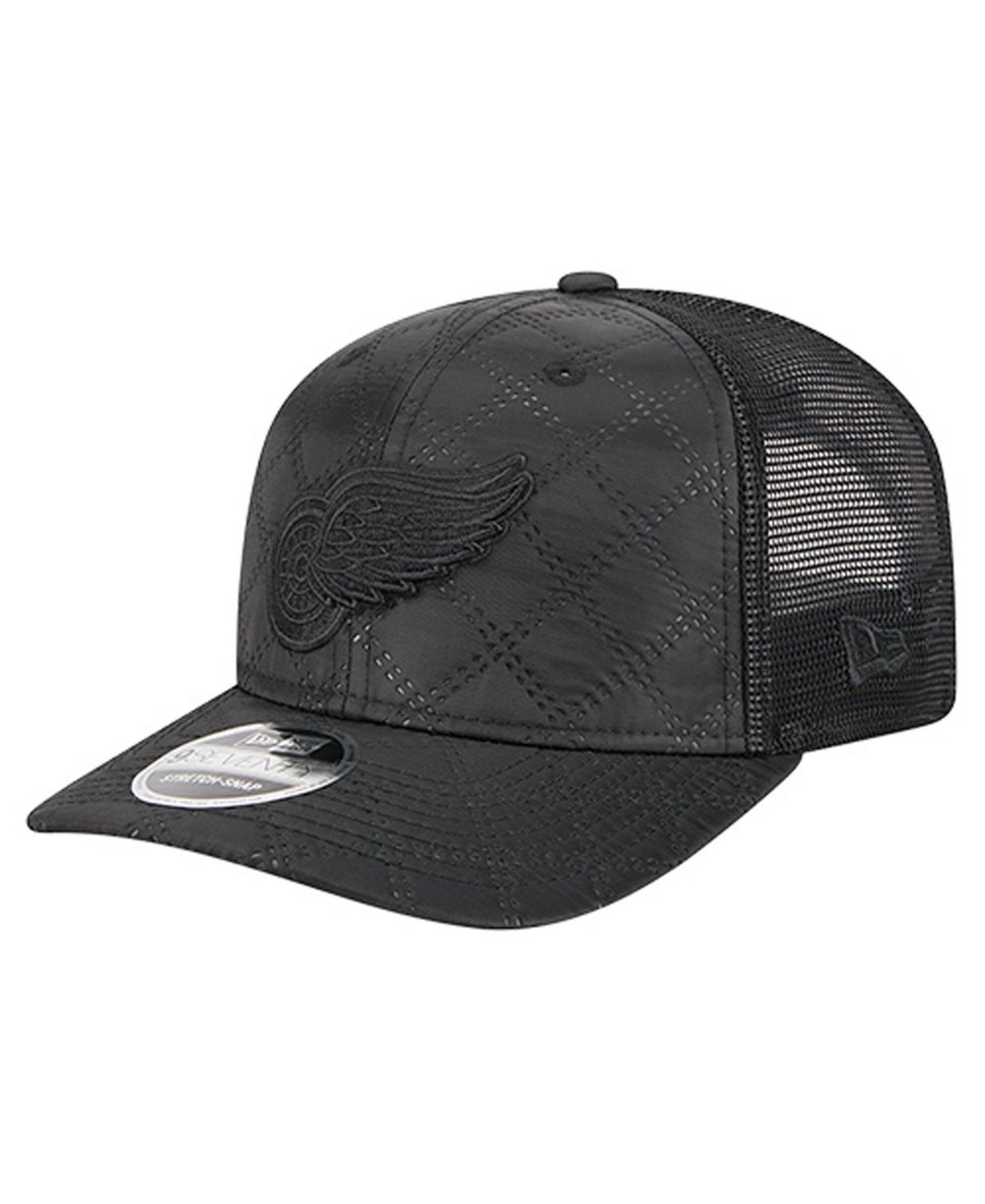 Men's Black Detroit Red Wings Quilted Nylon 9SEVENTY Adjustable Trucker Hat