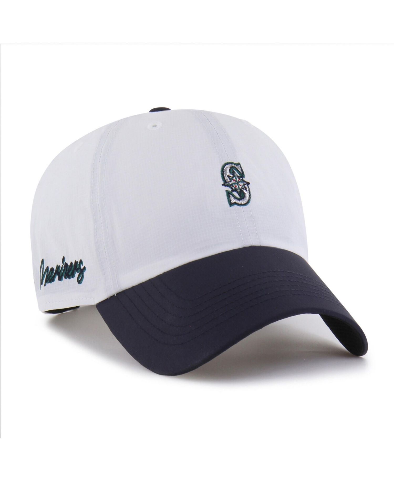 Men's White/Navy Seattle Mariners Vista Mini Clean Up Brrr&deg; Adjustable Hat