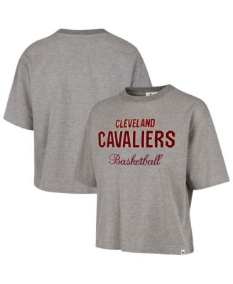 Women's Gray Cleveland Cavaliers Pivot Drop Needle Cropped T-Shirt