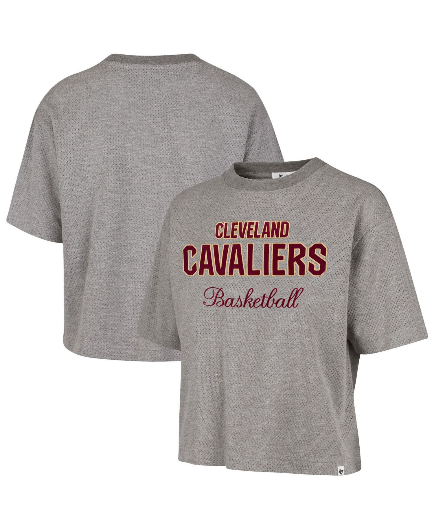 Women's Gray Cleveland Cavaliers Pivot Drop Needle Cropped T-Shirt