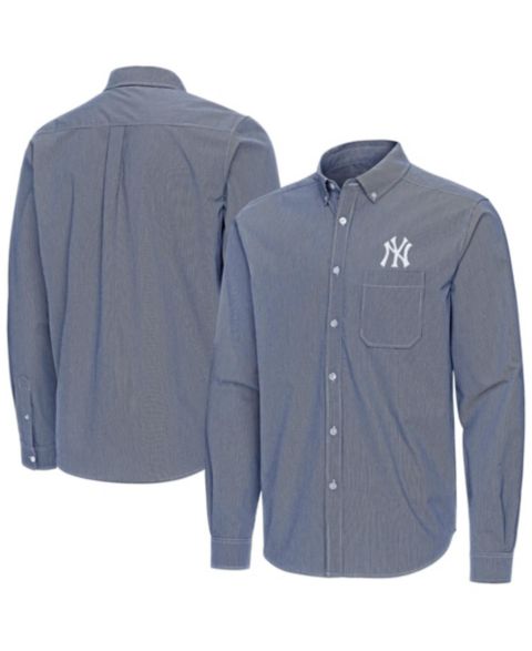 Мужская рубашка Antigua Navy New York Yankees Porter Woven Long Sleeve Button-Down
