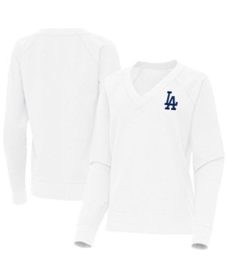 Women's White Los Angeles Dodgers Varsity Tri-Blend V-Neck Long Sleeve T-Shirt