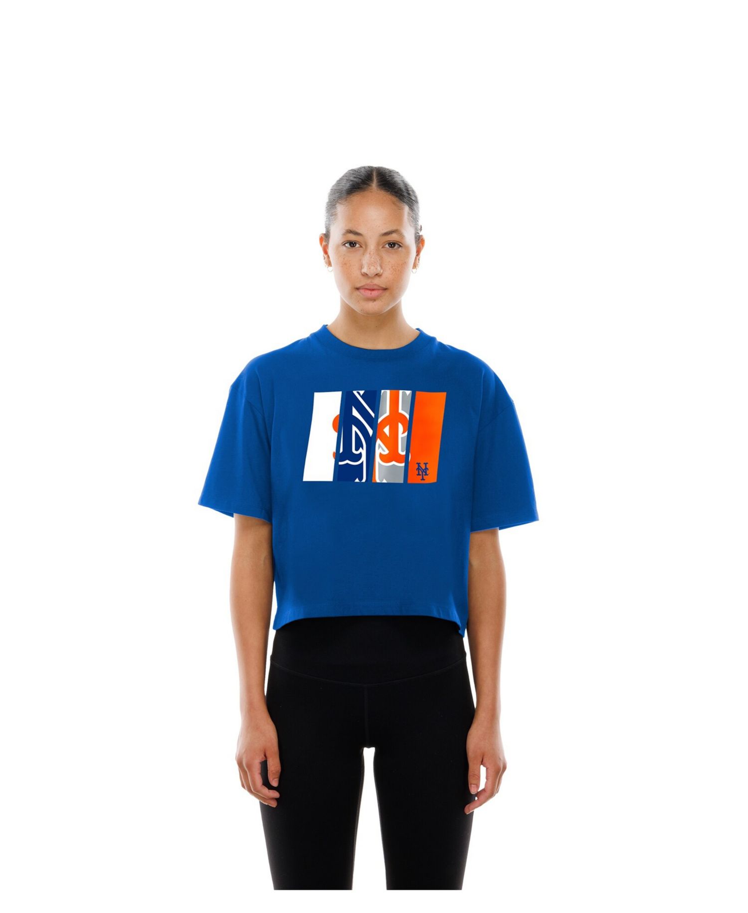 Women's Royal New York Mets Boxy Foil Logo T-Shirt