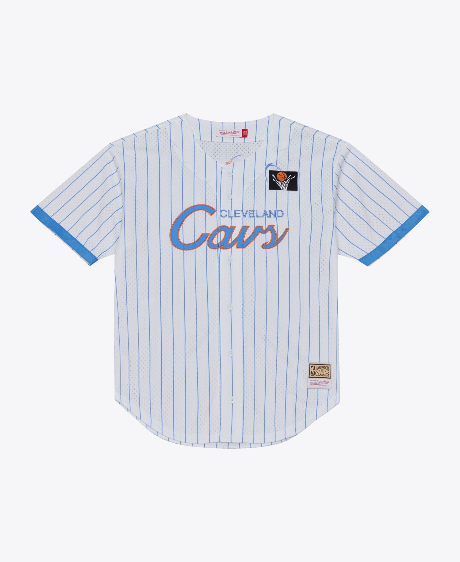 Men's White Cleveland Cavaliers Head Coach Pinstripe Mesh Full-Button Baseball Jersey
