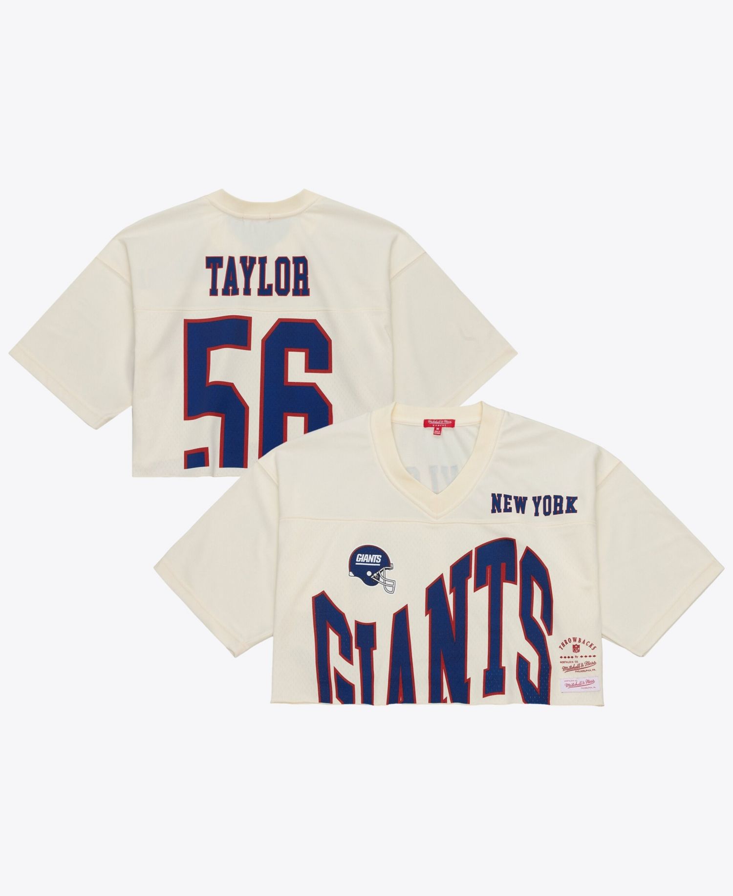 Women's Lawrence Taylor Cream New York Giants Retired Player Cropped Fashion Jersey