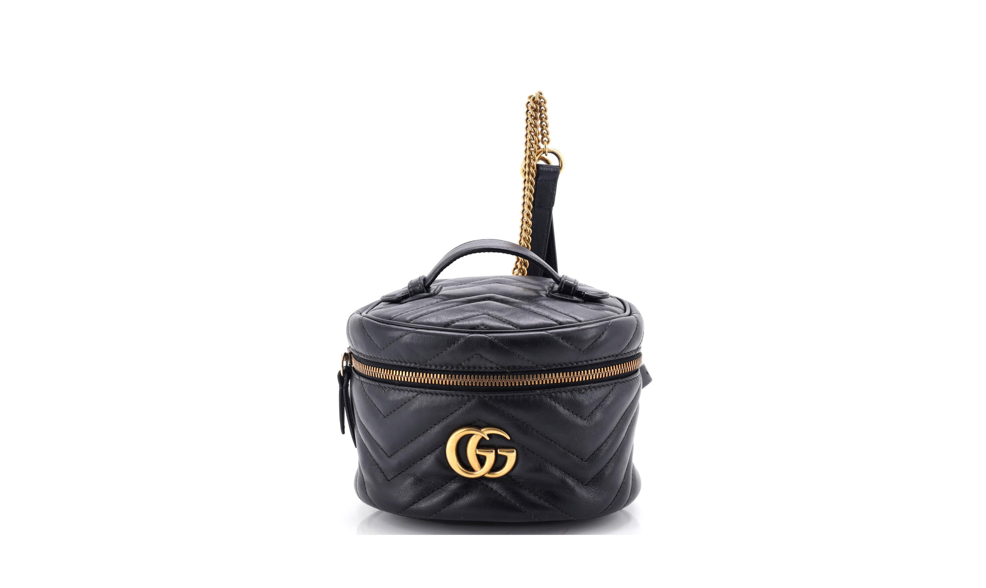 Pre-Owned Gucci Mini Gg Marmont Vanity Backpack Matelasse Leather