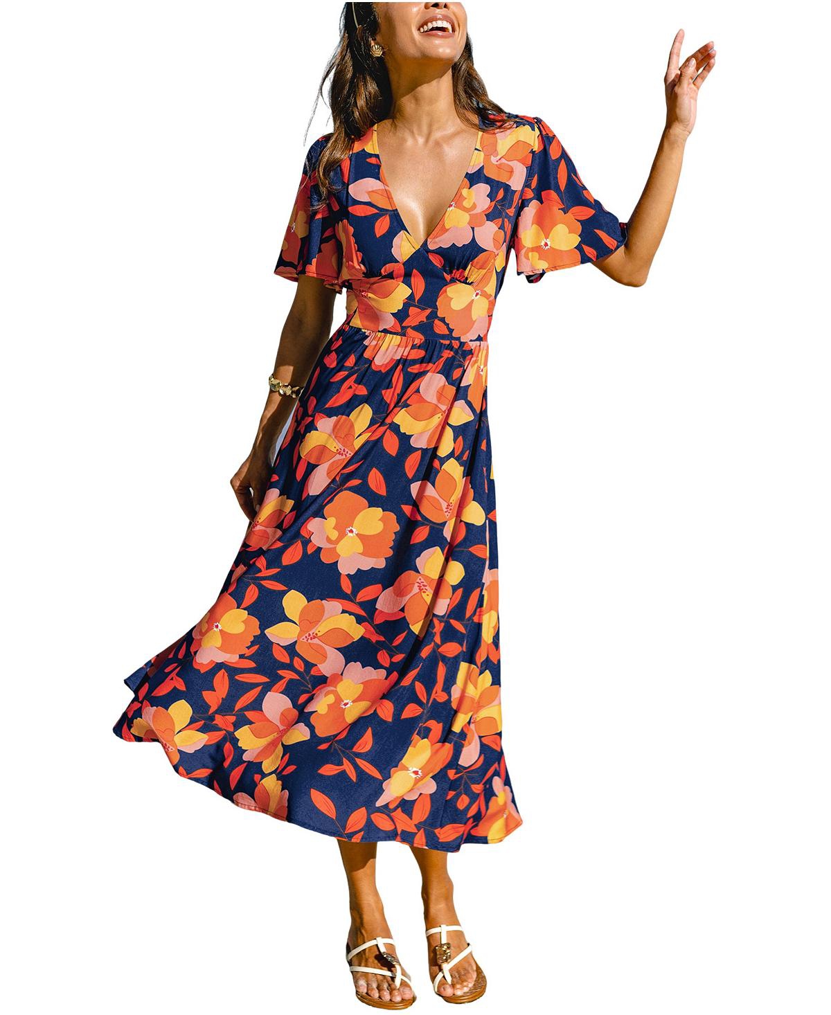 Cupshe Women's Sunset Petals Floral Maxi Beach Dress