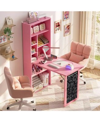Foldable Desk with Charging Station, Space-Saving Murphy Table
