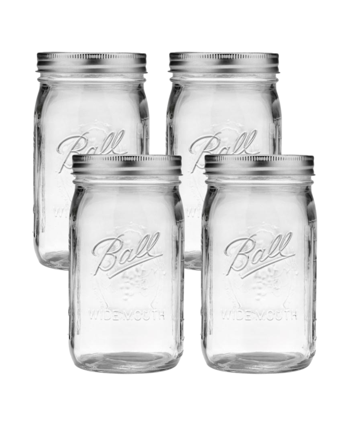 Ball Glass Mason Jars, Wide Mouth, Quart Size (32 oz), Pack of 4
