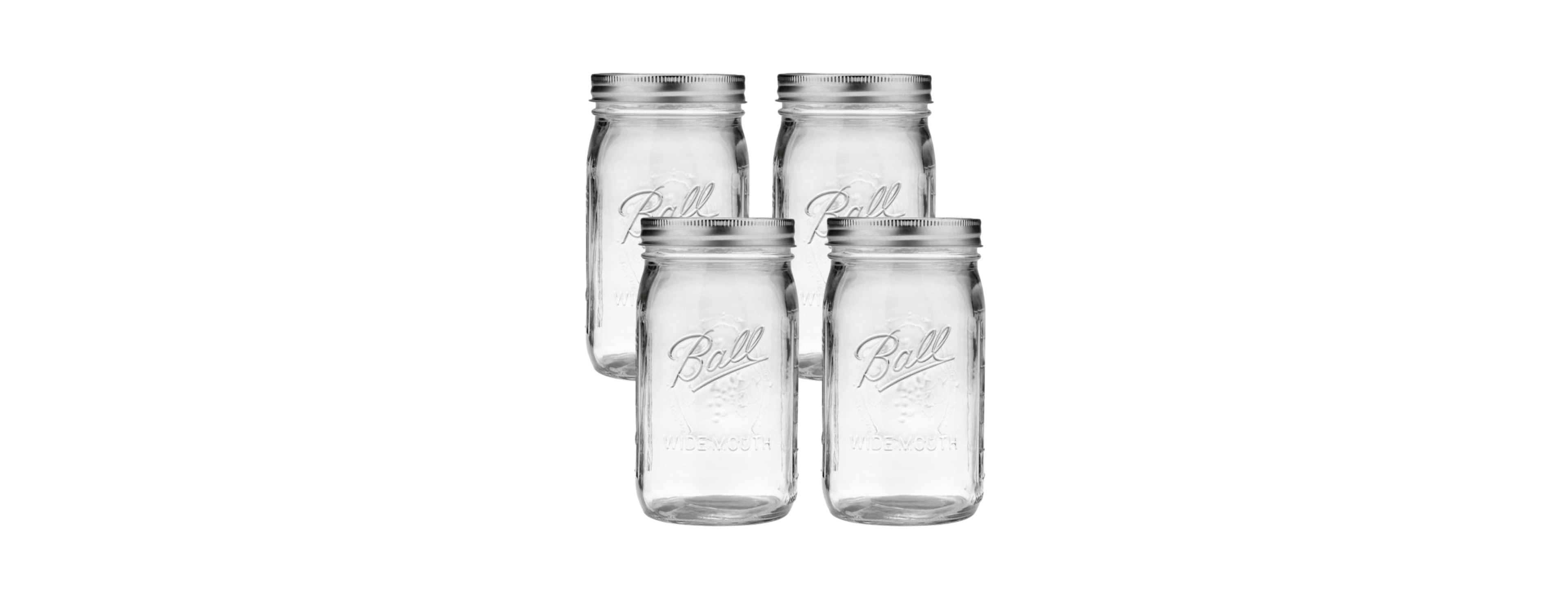 Ball Glass Mason Jars, Wide Mouth, Quart Size (32 oz), Pack of 4