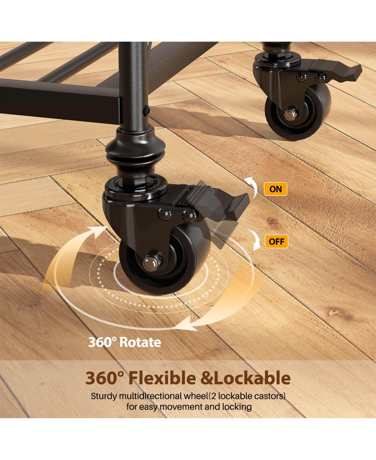Aheaplus 3-Tier Kitchen Island Cart with Wheels, Storage Shelves Lockable Casters