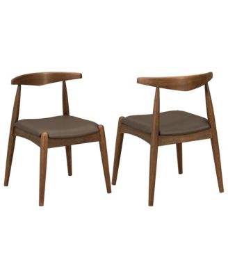 Set of 2 Rubberwood Dining Chairs, Ergonomic Backrest and Faux Leather Upholstery