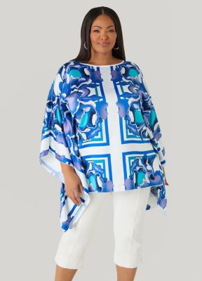 Women's Plus Size Floral Satin Tunic