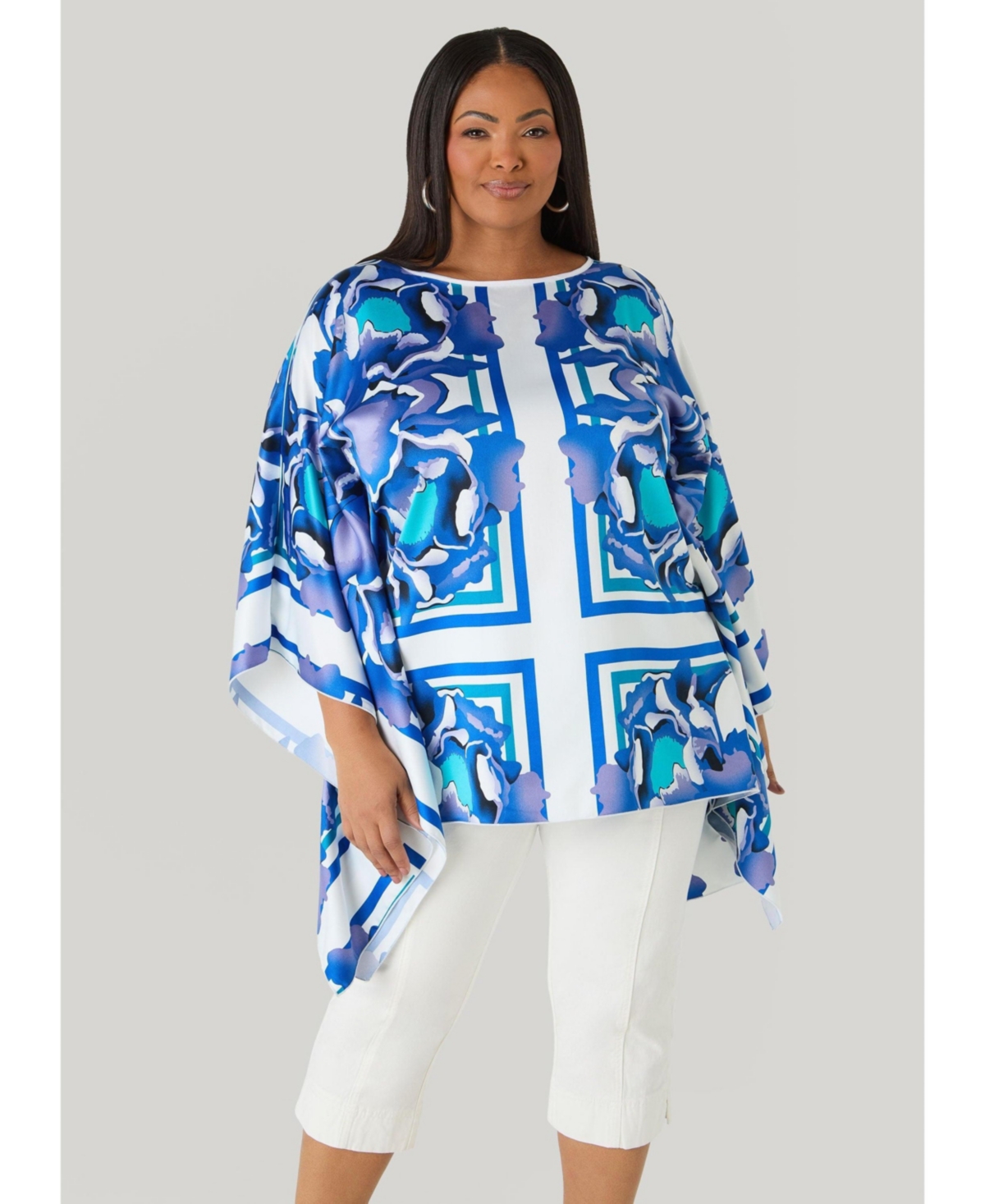 Ashley Stewart Women's Floral Satin Tunic